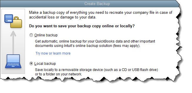 The Create Backup window